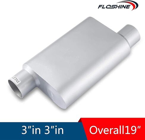 Universal Mufflers, Two Chamber 3'' offset inlet (ID) 3'' offset outlet (ID) Performance Automotive Exhaust Muffler FH43043 in Kuwait