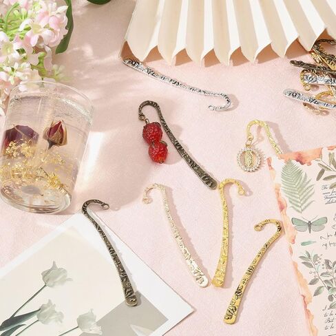 GLOBLELAND 50 Pcs 5 Colors Alloy Bookmarks Metal Bookmark Hairpin Hook Markers Embossed Bookmarks for Adults Book Reading Lovers Enthusiasts Gifts in Saudi Arabia