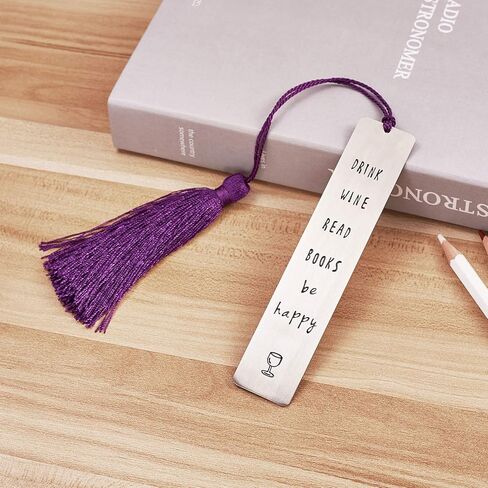 Melix Home Fell Asleep Here Just One More Chapter Bookmark Girlfriend Stocking Stuffer Wine Club Wine Gift (Drink Wine Read Books Be Happy) in Saudi Arabia