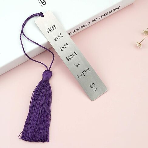 Melix Home Fell Asleep Here Just One More Chapter Bookmark Girlfriend Stocking Stuffer Wine Club Wine Gift (Drink Wine Read Books Be Happy) in Saudi Arabia