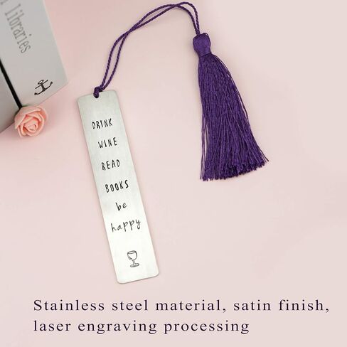 Melix Home Fell Asleep Here Just One More Chapter Bookmark Girlfriend Stocking Stuffer Wine Club Wine Gift (Drink Wine Read Books Be Happy) in Saudi Arabia