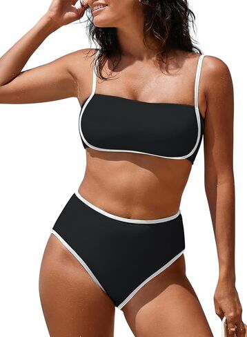 Pink Queen 2025 Women's High Waisted Bikini Sets Two Piece Swimsuit Color Block High Cut Bathing Suits Beach in Kuwait