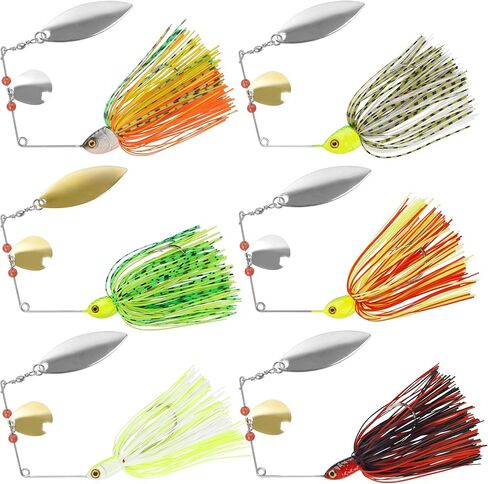 Spinner Baits Fishing Lures Bass Fishing Buzzbait Hard Metal Lure Topwater Fishing Lure Multicolor Swimbait Jig Lure for Bass Trout Salmon Fishing 6/12pcs in Kuwait