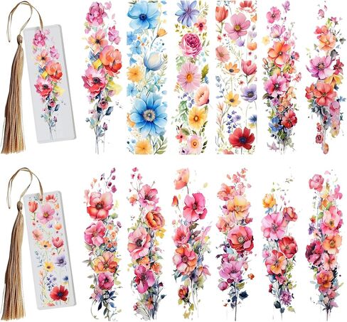 24pcs UV DTF Cup Wrap for Acrylic Bookmarks, Easy Application, UV DTF Transfer Paper for Personalizing Books, Journals, and More, Bookmarks for Reading (Flowers) in Kuwait