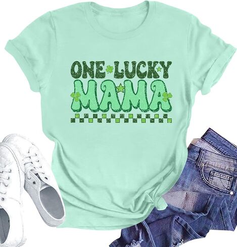 St Patrick's Day Shirts for Women Luck Mama Graphic Shirt Irish Shamrock Shirts Sant Paddy's Day Tee Tops in Saudi Arabia