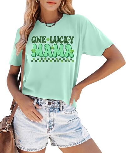 St Patrick's Day Shirts for Women Luck Mama Graphic Shirt Irish Shamrock Shirts Sant Paddy's Day Tee Tops in Saudi Arabia