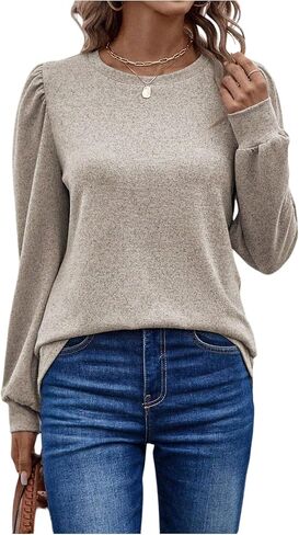 SOLY HUX Women's Crewneck Long Sleeve Tops Casual Fall T Shirts Work Office Pullover Basic Tees in Saudi Arabia