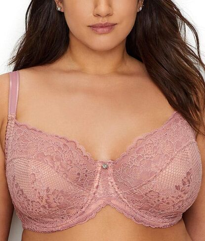 Curvy Couture Women's Plus Size Beautiful Bliss Lace Unlined Bra, Blush Pink, 34DDD in Kuwait