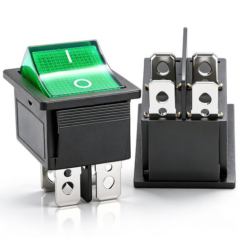 Twidec/2Pcs Rocker Switch 4 Pins 2 Position ON/Off AC 10A/125V 6A/250V DPST Car Boat Black KCD4 Rocker Switch Toggle KCD2-201 in Saudi Arabia
