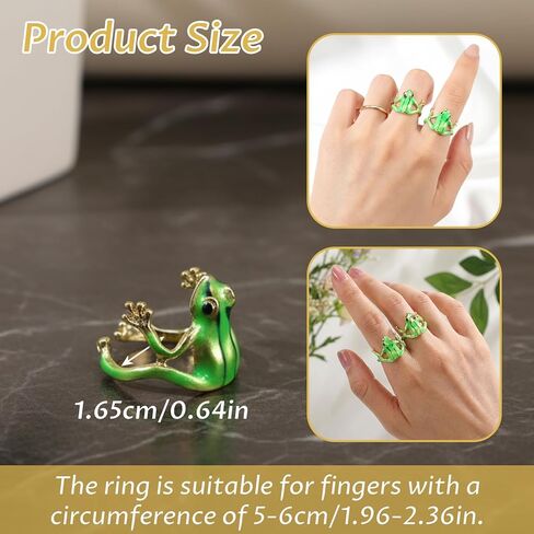 4PCS Tree Frog Ring for Women, Cute Green Frog Ring Adjustable Tree Frogs Jewelry Open Rings Frogs Shaped Finger Rings Ear Clip Funny Gift Jewelry in Saudi Arabia