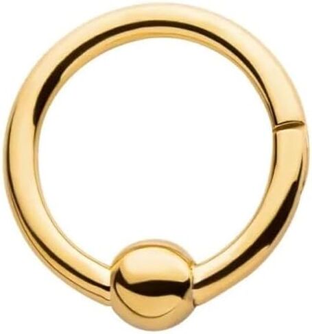 Pierced Owl 16GA 24Kt Gold PVD Titanium Faux Captive Bead Ring Hinged Segment Clicker Ring in Saudi Arabia