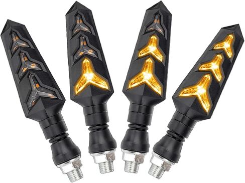 4 قطع إشارات انعطاف للدراجات النارية، وميض LED متدفق على شكل حرف Y مع أضواء تشغيل نهارية حمراء DRL، أضواء مؤشر كهرماني متتابعة 12 فولت عالمية للدراجات النارية سكوتر على الطرق الوعرة رباعية in Kuwait