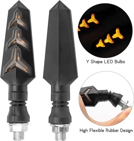 4 قطع إشارات انعطاف للدراجات النارية، وميض LED متدفق على شكل حرف Y مع أضواء تشغيل نهارية حمراء DRL، أضواء مؤشر كهرماني متتابعة 12 فولت عالمية للدراجات النارية سكوتر على الطرق الوعرة رباعية in Kuwait