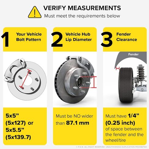 RockTrix 1/4 inch 5x5 and 5x5.5 Wheel Spacers, Dual Bolt Pattern, Compatible with Dodge Ford Buick GMC Jeep Chevrolet Chrysler Lincoln (0.25 inch) 5x127 or 5x139.7, Black, Qty 2 Spacers in Kuwait