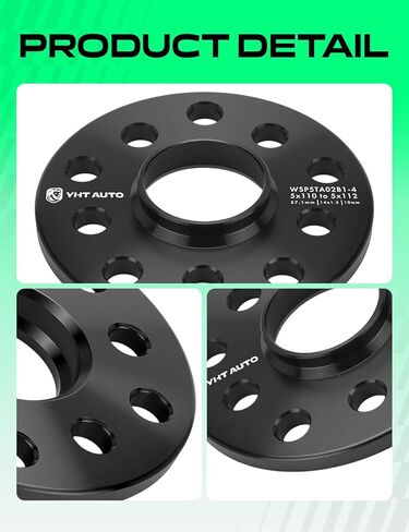 YHTAUTO 5x100/5x112mm فواصل العجلات المركزية 10 مم متوافقة مع أودي، موديلات فولكس فاجن، A4، TT، جيتا، باسات، فواصل إطارات الجولف مع مسامير M14x1.5، تجويف محور 57.1 مم 5 عروة 4 قطع باللون الأسود in Kuwait