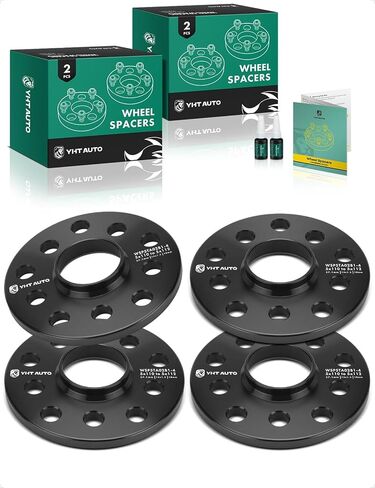 YHTAUTO 5x100/5x112mm فواصل العجلات المركزية 10 مم متوافقة مع أودي، موديلات فولكس فاجن، A4، TT، جيتا، باسات، فواصل إطارات الجولف مع مسامير M14x1.5، تجويف محور 57.1 مم 5 عروة 4 قطع باللون الأسود in Kuwait