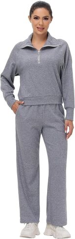 Blaosn Cute 2 Piece Sets Outfits for Women Oversized Sweatshirt Wide Leg Pants Workout Sweatpants Matching Lounge Clothes in Kuwait