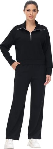 Blaosn لطيف 2 قطعة مجموعات وتتسابق للنساء المتضخم البلوز بنطال ذو قصة أرجل واسعة تجريب Sweatpants مطابقة صالة الملابس in Kuwait