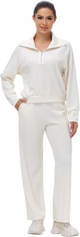 Blaosn لطيف 2 قطعة مجموعات وتتسابق للنساء المتضخم البلوز بنطال ذو قصة أرجل واسعة تجريب Sweatpants مطابقة صالة الملابس in Kuwait