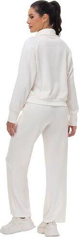Blaosn لطيف 2 قطعة مجموعات وتتسابق للنساء المتضخم البلوز بنطال ذو قصة أرجل واسعة تجريب Sweatpants مطابقة صالة الملابس in Kuwait