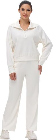 Blaosn لطيف 2 قطعة مجموعات وتتسابق للنساء المتضخم البلوز بنطال ذو قصة أرجل واسعة تجريب Sweatpants مطابقة صالة الملابس in Kuwait