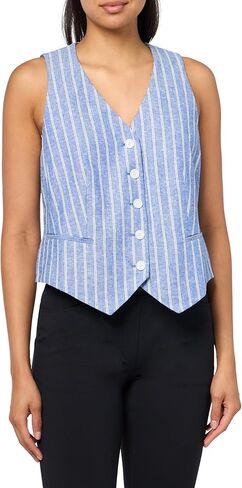 Anne Klein Women's Stripe Button Down Vest in Saudi Arabia