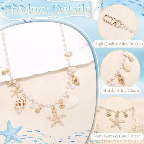 BELICEY الذهب محفظة سحر سلسلة المحيط نجم البحر Beachy سلسلة لحقيبة يد أنيقة البحر شل حقيبة سحر مع اللؤلؤ الشاطئ موضوع محارة حقيبة الملحقات للكتف Crossbody in Kuwait