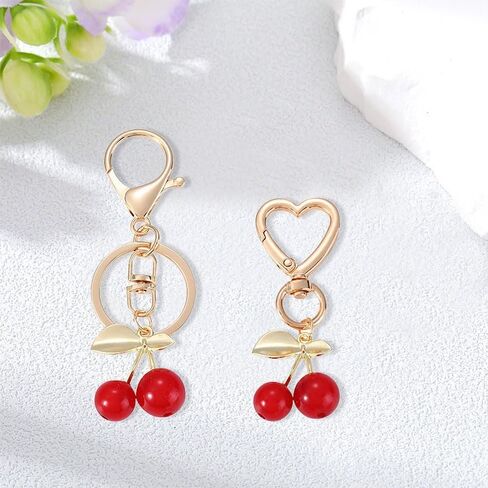 الكرز المفاتيح مجموعة حقيبة سحر المحفظة التبعي لطيف المرأة مفتاح سلسلة سيارة حلقة رئيسية ضرورية لعشاق الموضة in Kuwait