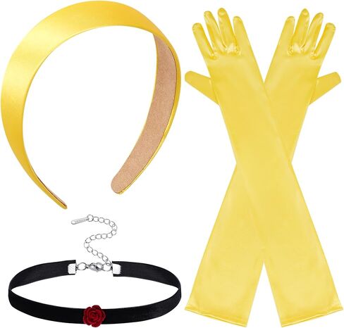 Women Princess Costume Accessories Princess Headband Long Gloves Choker Set for Halloween Cosplay Party in Kuwait