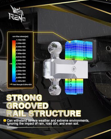 RENO Adjustable Trailer Hitch (Fits 3-Inch Receiver) - Heavy Duty Aluminum Tow Hitches with 6-Inch Drop/Rise for Truck (21,000 LBS GTW) - 2" and 2-5/16" Dual Ball Mounts in Kuwait