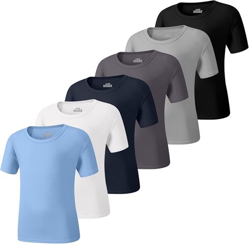 مجموعة من 6 تي شيرتات رياضية للأولاد، قمصان قصيرة الأكمام سريعة الجفاف للشباب (4T-18Y) in Kuwait