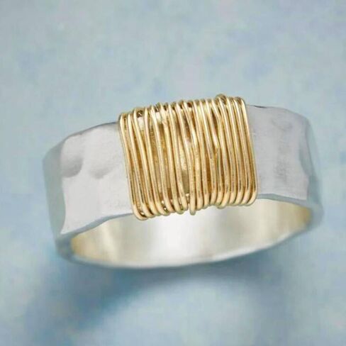 Two-Tone Plain Band Ring for Women Low-Key Versatile for Daily Wear in Saudi Arabia