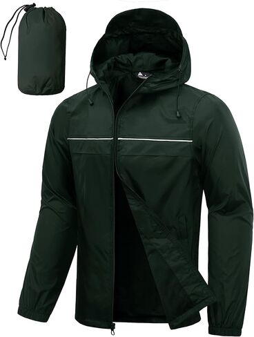 SWISSWELL Rain Jacket Men Waterproof Windbreaker, Lightweight Hooded Raincoat for Daily Casual in Kuwait
