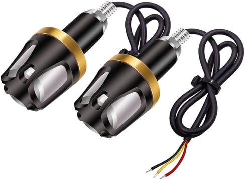 2PCS المقود بدوره إشارة دراجة نارية LED المقود ضوء، العنبر والأبيض الجانب ماركر ضوء العالمي مقبض قبضة شريط نهاية المؤشر ل ATV Electrombile سكوتر in Kuwait