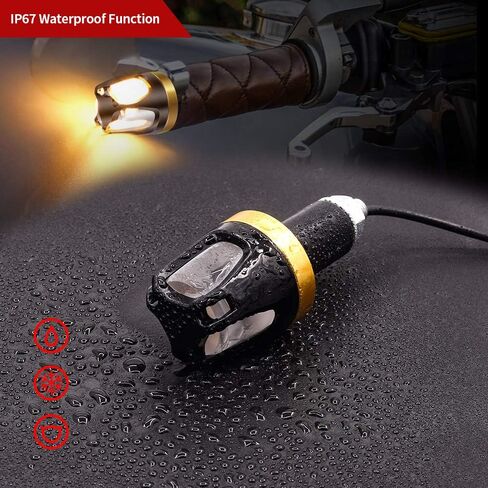 2PCS المقود بدوره إشارة دراجة نارية LED المقود ضوء، العنبر والأبيض الجانب ماركر ضوء العالمي مقبض قبضة شريط نهاية المؤشر ل ATV Electrombile سكوتر in Kuwait