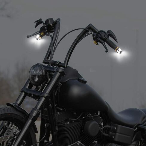 2PCS المقود بدوره إشارة دراجة نارية LED المقود ضوء، العنبر والأبيض الجانب ماركر ضوء العالمي مقبض قبضة شريط نهاية المؤشر ل ATV Electrombile سكوتر in Kuwait