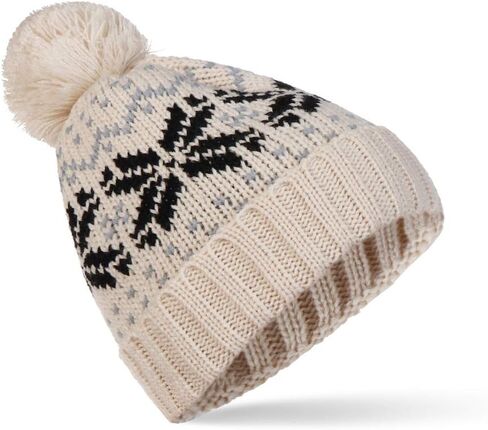 Double-Layered Winter-Beanie Hat for Women Pom Pom Knit Ski Cap Warm Cuffed Snow Hat for Man Woman in Kuwait