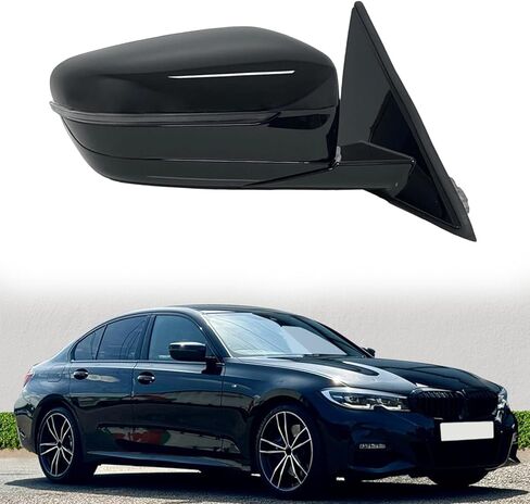 مرآة جانبية للركاب متوافقة مع BMW G20 G28 320i 3-Series 2019 2020 2021 2022 2023 2024 مرآة جانبية بديلة لمرايا الرؤية الخلفية للسيارة قابلة للطي كهربائيًا، ساخنة، إضاءة دوارة، نقطة عمياء، بدون كاميرا in Kuwait