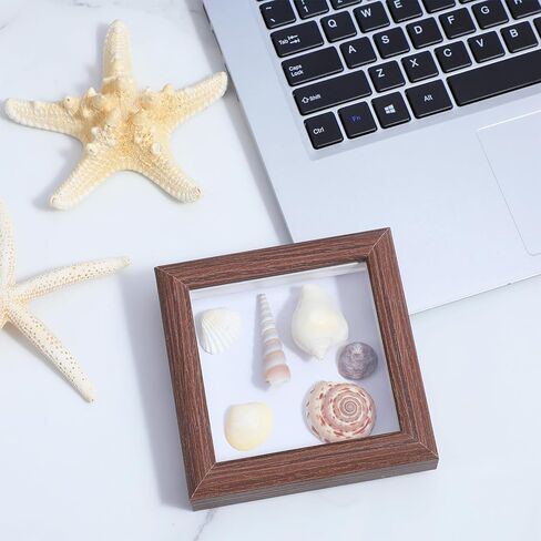 6 عبوات من إطار صندوق الظل الصغير مقاس 4 × 4، مجموعة إطار صندوق ظلال صغير من حافظات عرض من الخشب الصلب للتذكارات والجوائز والصور والتذاكر والتذكارات باللون البني الداكن الغني in Kuwait