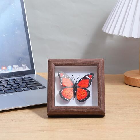 6 عبوات من إطار صندوق الظل الصغير مقاس 4 × 4، مجموعة إطار صندوق ظلال صغير من حافظات عرض من الخشب الصلب للتذكارات والجوائز والصور والتذاكر والتذكارات باللون البني الداكن الغني in Kuwait