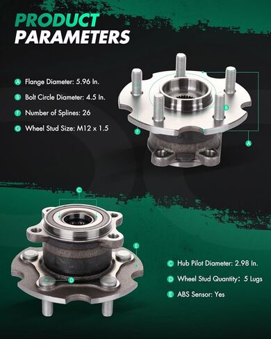 SCITOO 2 x Wheel Hub and Bearing Assembly Rear 2015-2019 for Lexus NX200t,NX300 2006-2019 for Toyota NX300h,RAV4 512374 Only Fit for AWD in Saudi Arabia