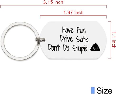 هدايا مراهقة للابن والابنة هدية عيد ميلاد من الأم للمراهقين والأولاد والبنات استمتعوا بالأمان ولا تفعلوا سلسلة مفاتيح غبية (مستطيلة فضية)، 1.97 بوصة × 1.10 بوصة in Kuwait