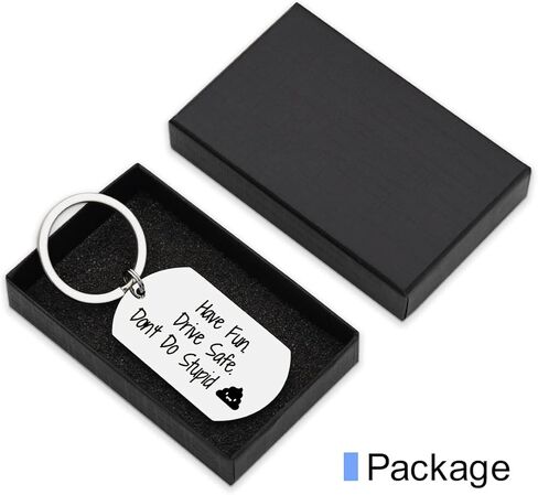 هدايا مراهقة للابن والابنة هدية عيد ميلاد من الأم للمراهقين والأولاد والبنات استمتعوا بالأمان ولا تفعلوا سلسلة مفاتيح غبية (مستطيلة فضية)، 1.97 بوصة × 1.10 بوصة in Kuwait