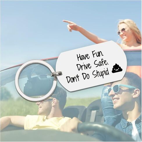 هدايا مراهقة للابن والابنة هدية عيد ميلاد من الأم للمراهقين والأولاد والبنات استمتعوا بالأمان ولا تفعلوا سلسلة مفاتيح غبية (مستطيلة فضية)، 1.97 بوصة × 1.10 بوصة in Kuwait