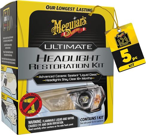 Meguiar's Ultimate Headlight Restoration Kit - The Perfect Headlight Repair Kit to Remove Yellowing and Cloudiness from Headlights - Easy to Use and Seals Headlights with 18 Plus Months of Protection in Saudi Arabia