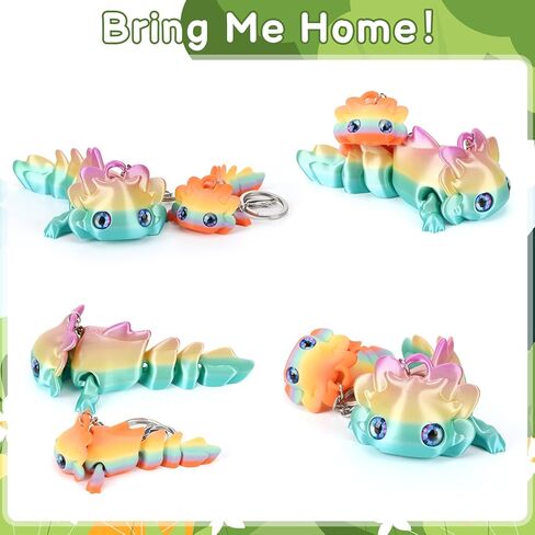 4 Pcs Cute 3D Printed Axolotl Keychains 2 Sizes Articulating Axolotl with Keychain Flexible Collectible Set Birthday Gifts in Saudi Arabia