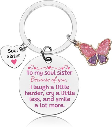 Soul Sister Keychain for Best Friend Women Soul Sister Birthday Gifts for Women Friendship Keychain for Bestie Birthday Gift for Best Friend Work Besties Mothers Day Christmas Graduation Gift for Her in Saudi Arabia