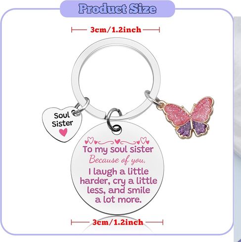 Soul Sister Keychain for Best Friend Women Soul Sister Birthday Gifts for Women Friendship Keychain for Bestie Birthday Gift for Best Friend Work Besties Mothers Day Christmas Graduation Gift for Her in Saudi Arabia