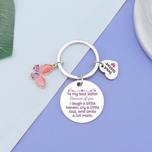 Soul Sister Keychain for Best Friend Women Soul Sister Birthday Gifts for Women Friendship Keychain for Bestie Birthday Gift for Best Friend Work Besties Mothers Day Christmas Graduation Gift for Her in Saudi Arabia