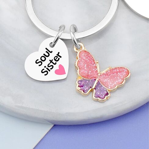 Soul Sister Keychain for Best Friend Women Soul Sister Birthday Gifts for Women Friendship Keychain for Bestie Birthday Gift for Best Friend Work Besties Mothers Day Christmas Graduation Gift for Her in Saudi Arabia